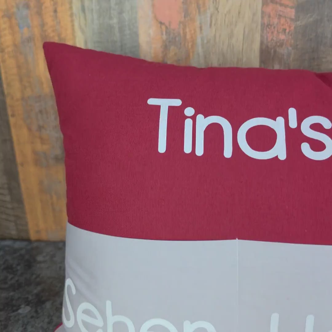 Personalisiertes Kissen mit Einstecktaschen, Aufbewahrungskissen, Namenskissen, individuelles Kissen