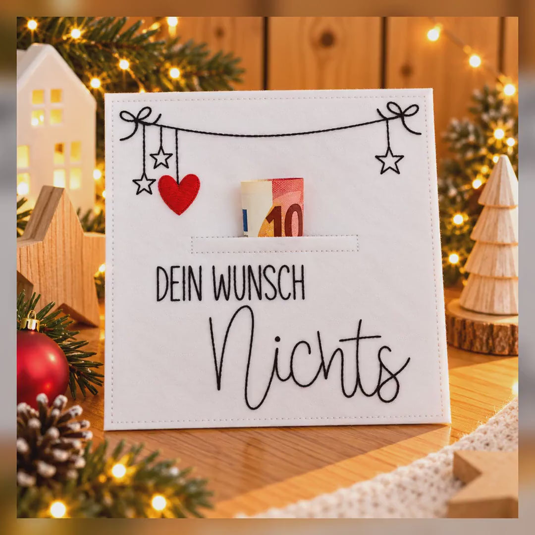 Wunscherfüller Weihnachten, Geldgeschenk, Weihnachtsgeld, Geldgeschenkverpackung, Filzkarte, Weihnachtsgeschenk, Geldgeschenk Weihnachten