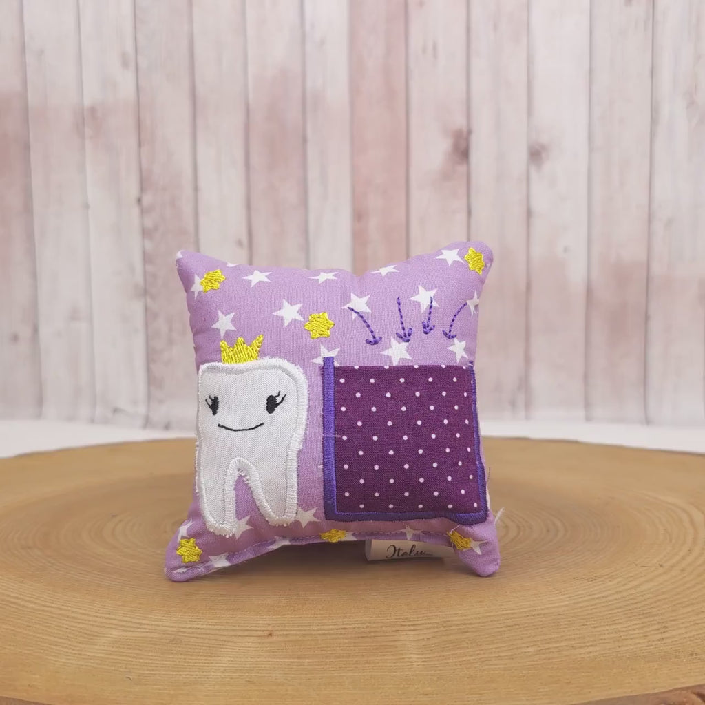 Zahnfee Kissen, Zahnfeekissen für Kinder, Milchzahn Kissen mit Tasche, Zahnfee Geschenk, Zahnkissen, handgemacht, Geschenk für Mädchen