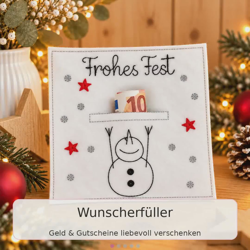 Wunscherfüller, Geldgeschenk Verpackung, Frohes Fest, Geldgeschenk, Geld schön verschenken, Geschenkverpackung, 12,5 x 12,5 cm
