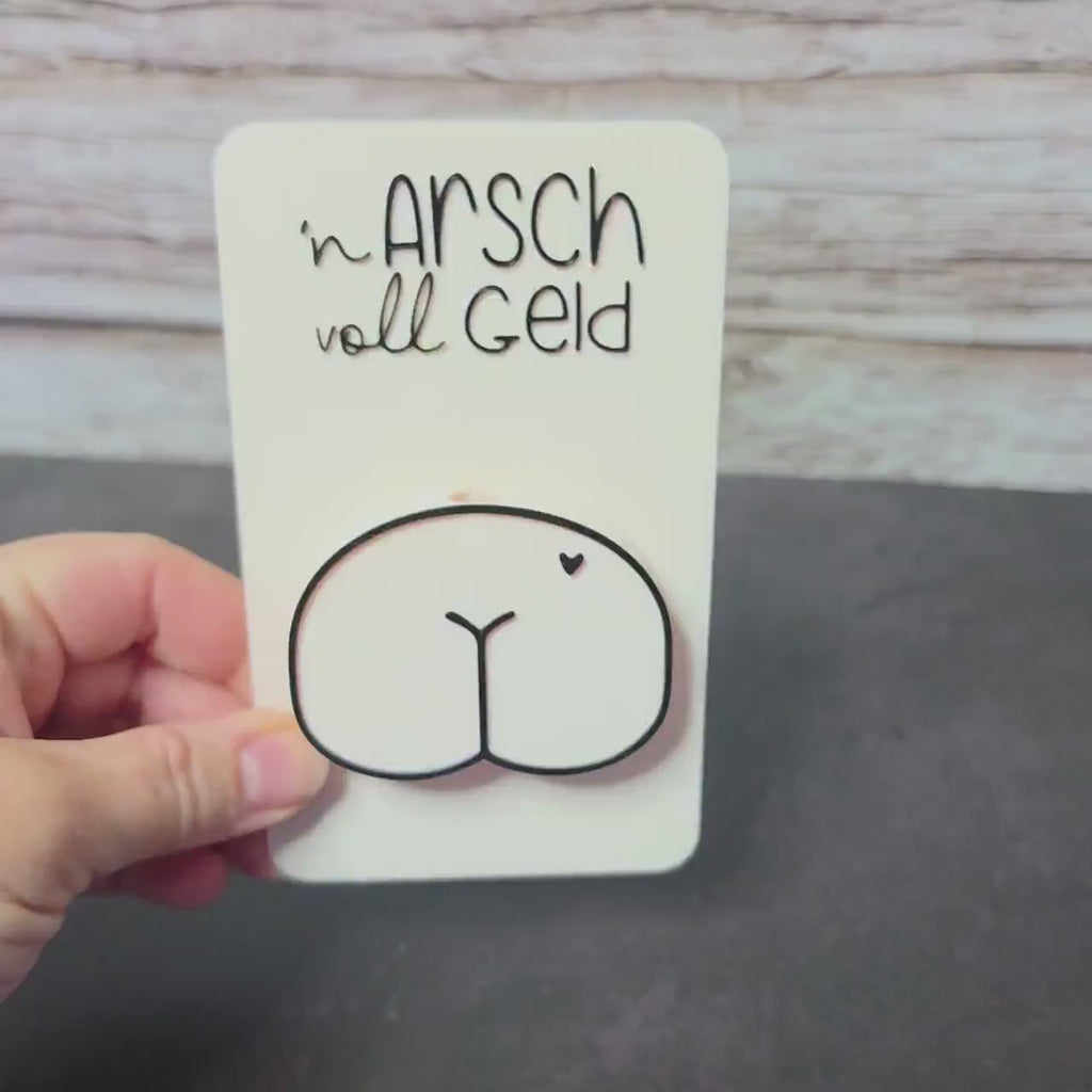 Geldgeschenk „’n Arsch voll Geld“, lustige Geldgeschenk-Karte, originelles Geschenk, witzige Geschenkidee mit Geld